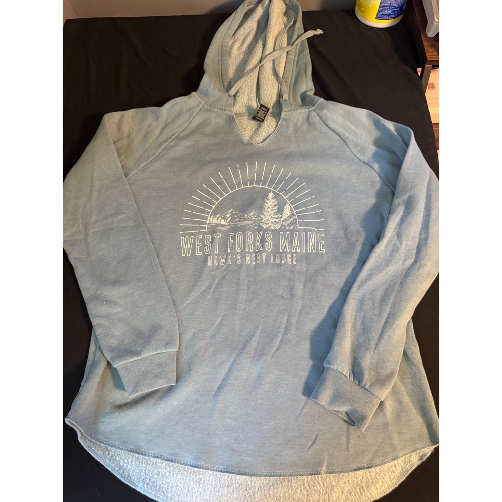Uscape Apparel West Forks Maine Hawks Nest Lodge Graphic Hoodie Blue S PRM-2500C